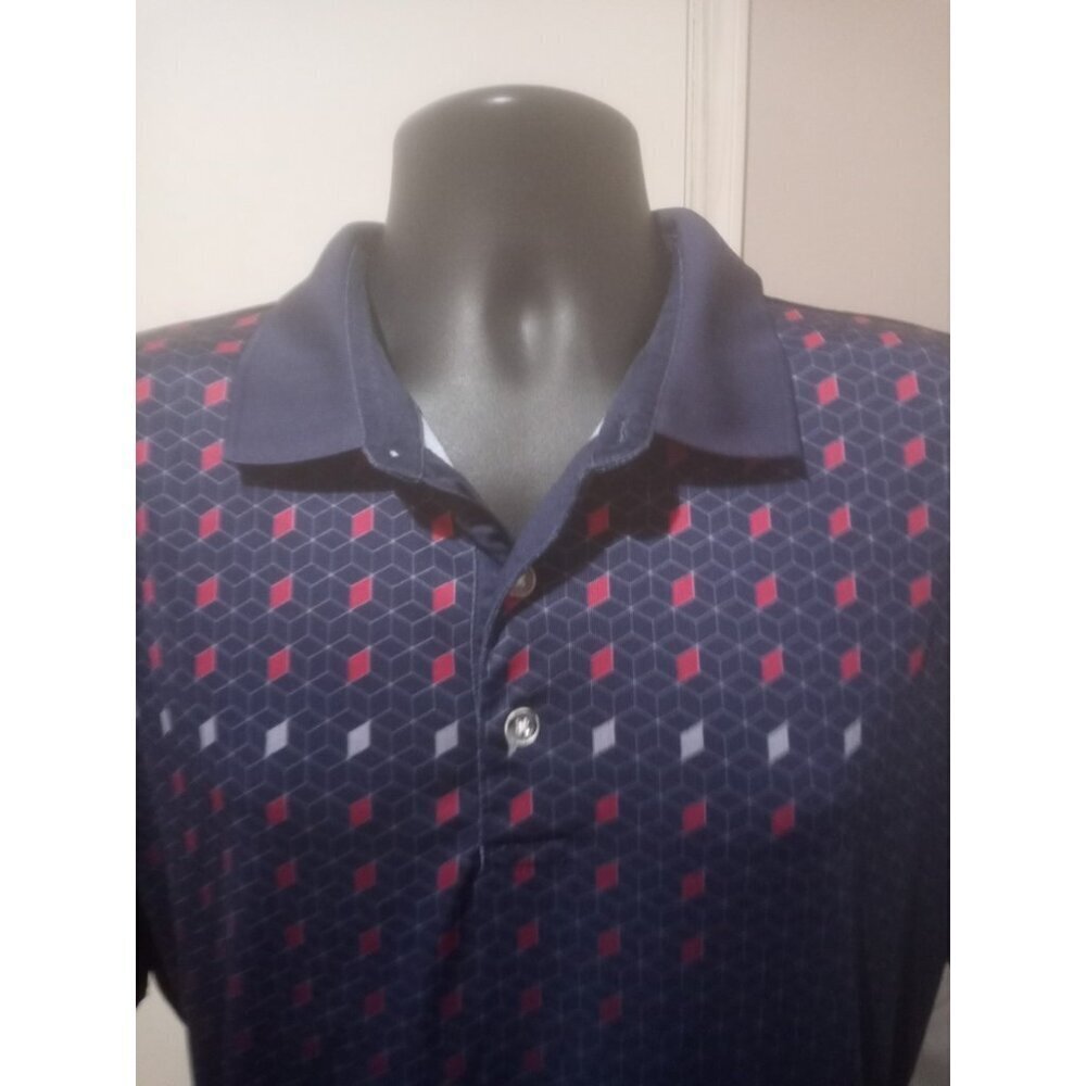 Callaway Polo Shirt Men Large L Blue Opti Dri Short Sleeve Golf AOP Diamond - Picture 2 of 10